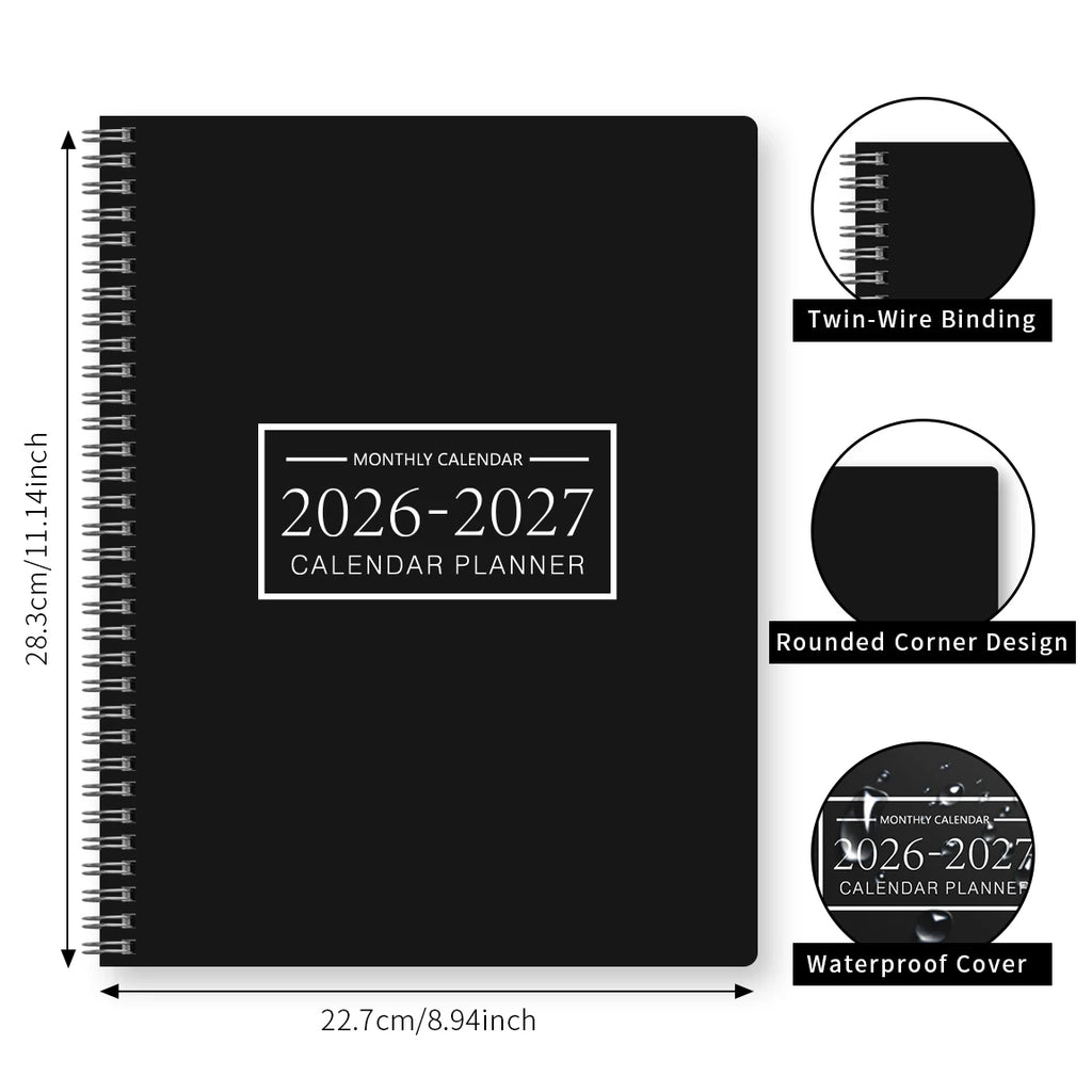 1Pc A4 Monthly Planner and Calendar Book 2 Year Monthly, Large Grid Monthly Organizer with Notes Pages, with 3 Stickers