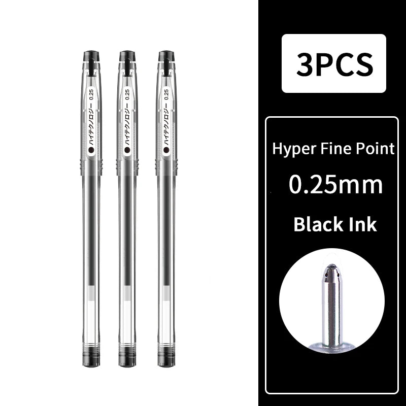 Hyper Fine Point，0.25mm,0.3mm,0.4mm，Gel Ink Pen， Black Ink,Smooth Writing for Teachers Office & School Supplies