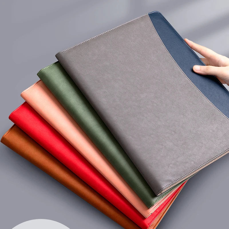 A4 Business Leather Portfolio Padfolio Folder Multifunctional Business Manager Clipboard Document Organizer Office Conference