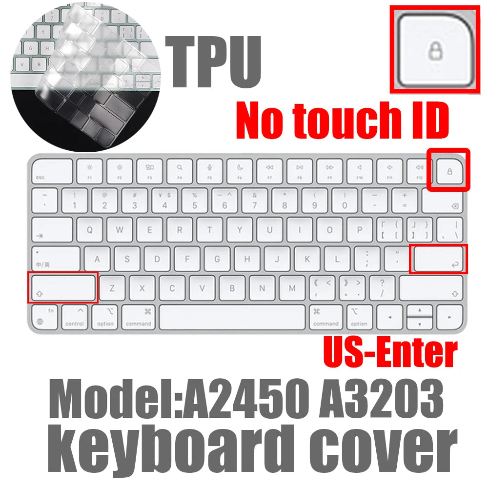 Ultra Thin TPU Keyboard Protector Cover Skin for Magic Keyboard with Touch ID A2449 A3118 MK293LL/A A2450 A3203