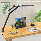 28.2" Large Transformable LED Desk Lamp with Clamp, Architect Ultra Bright 24W Light, Auto Dimming and Sensor Design for Office
