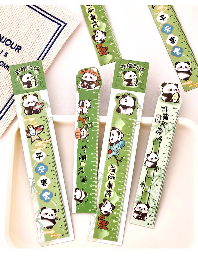 Cute Panda Magnetic Bookmark Ruler Student Creative Flexible Ruler 15cm Cartoon Rabbit Bear Capybara Magnetic Straight Ruler