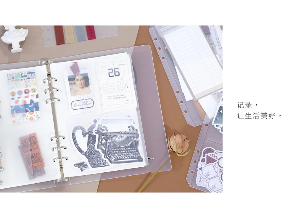 A5A6  5Pcs Binder Zipper Folders For 6-Ring Notebook Binder Transparent Loose Leaf Document Filing Bags