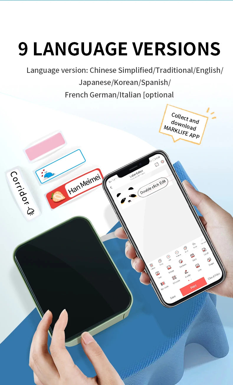 Marklife Thermal Label Printer D110 B21 P15 Mini Protable Bluetooth Adhesive Label Printer Maker For Gift/Diy Creative/Marking