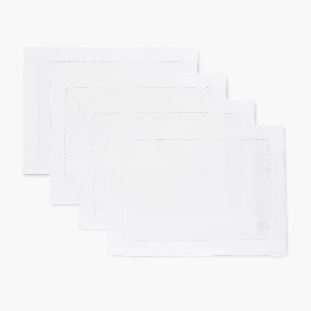 12 Pcs Hemstitched Place Mat Cotton Napkins White Table Mat Beautiful Natural Linen Dinner Mat Fabric Napkin Place Mat