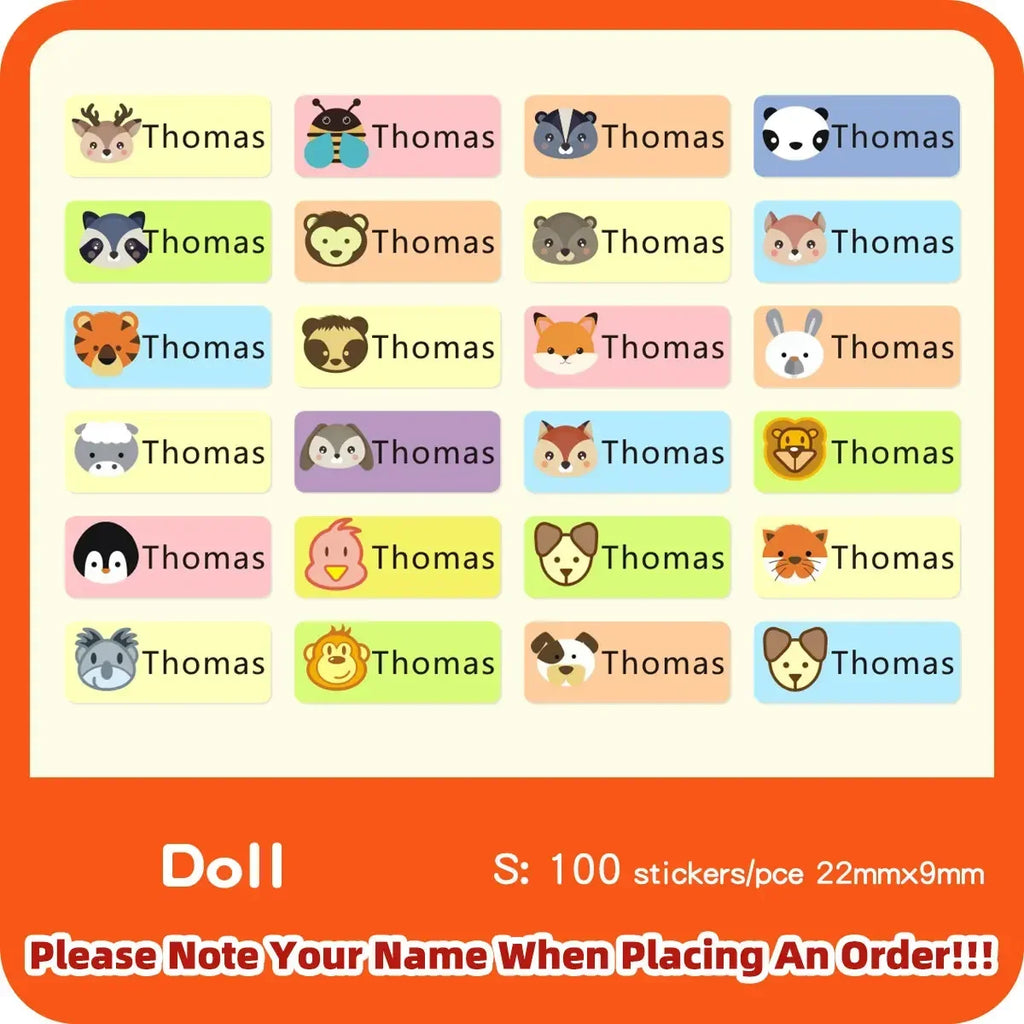 Custom Hebrew Waterproof Self-adhesive Baby Name Sticker Personalized Kids School Label Kindergarten Stationery Tag