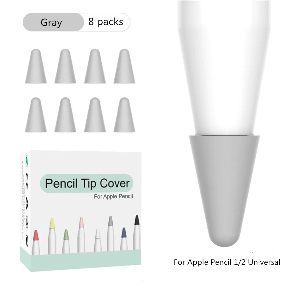 8pcs Soft Silicone Nib Cover For Apple Pencil 1 2 Tip Case Sleeve For Apple Pencil 1st 2nd Gen Touchscreen Stylus Pen Nib Case