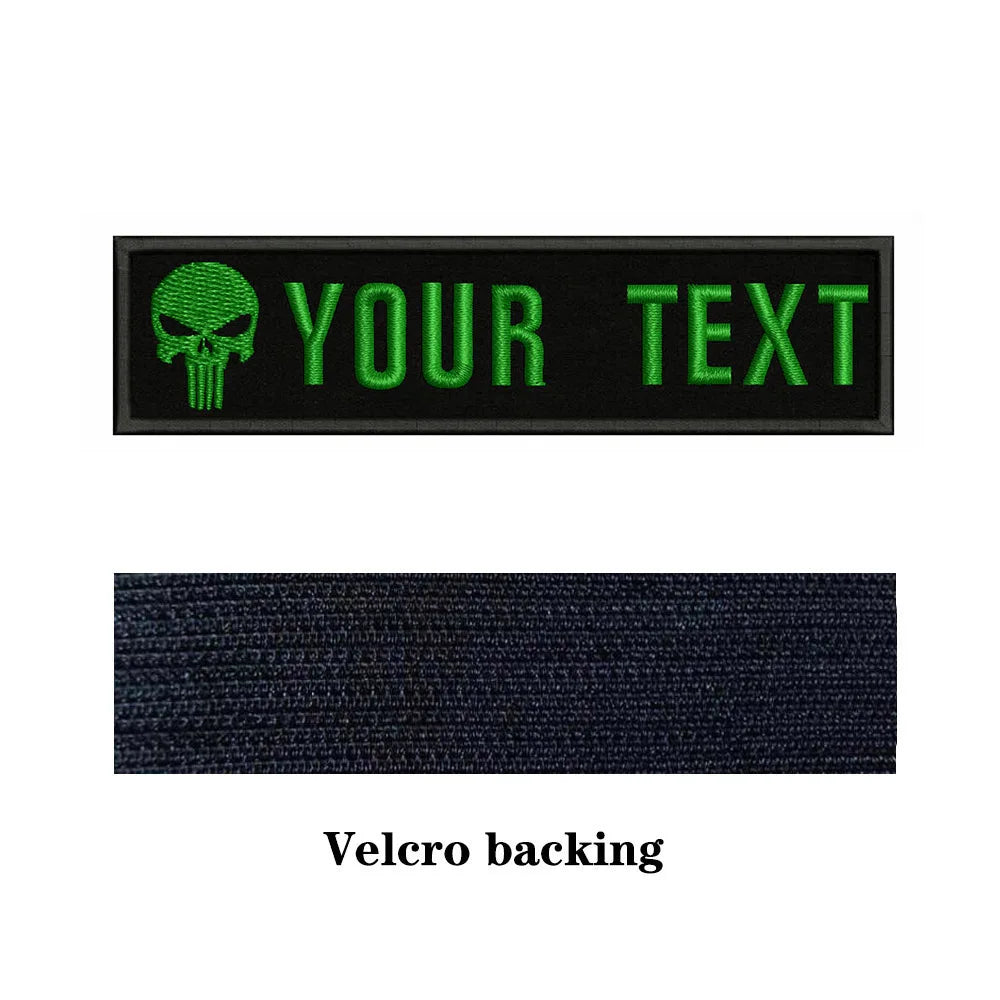 Skull Logo 10X2.5cm Embroidery Custom Name Text Patch Stripes Badge Iron On Or  Patches