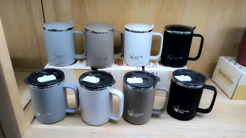 Double Wall Insulated 304 Stainless Steel Coffee Mug Leak Proof Travel Cup with Handle for Adults and Students