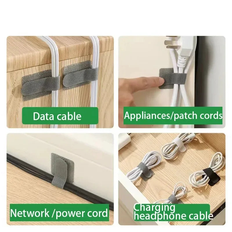 Reusable Cable Ties Fastening Wire Organizer Cord Rope Holder Self Adhesive Adjustable Cord Organizer Straps Desk Management