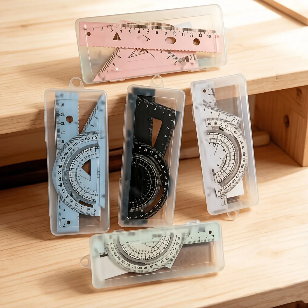 Multi functional geometric ruler set, protractor, triangle ruler, ruler, manual measurement and drawing tool