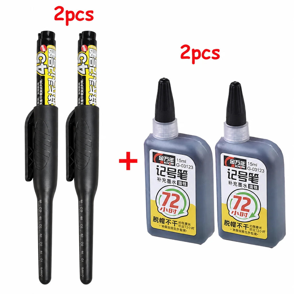 1-6Pcs 45mm Waterproof Long Head Nib Deep Hole Markers Pen Tile Carpenter Pen Multi-purpose for Woodworking Black/Blue/Red Ink