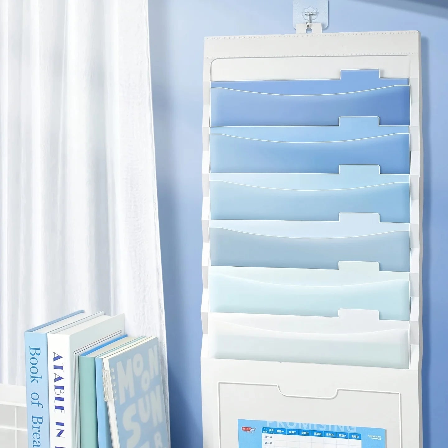 1pc A Hanging File Folder, A Foldable File Bag, An Expandable Ombre File Pouch, Ideal for Both School and Office Settings