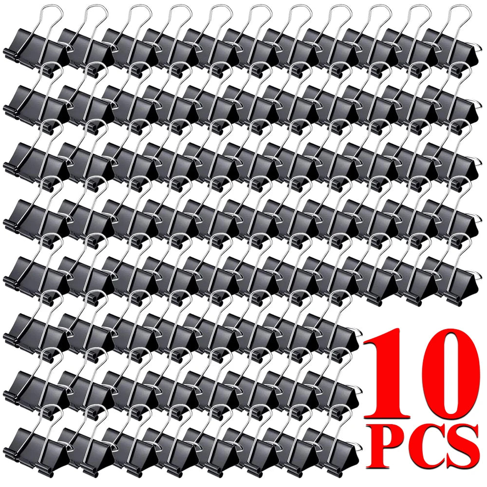 10-50PCS Foldback Clips Multi-Purpose Paper Clips Metal Binder Clip Office Clip Black 15mm for Paperwork Office Home Kitchen