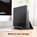 Dual-Slot Vertical Laptop Stand Holder Adjustable Double Desktop Notebook Dock Space-Saving for MacBook HP Dell Chrome Book iPad