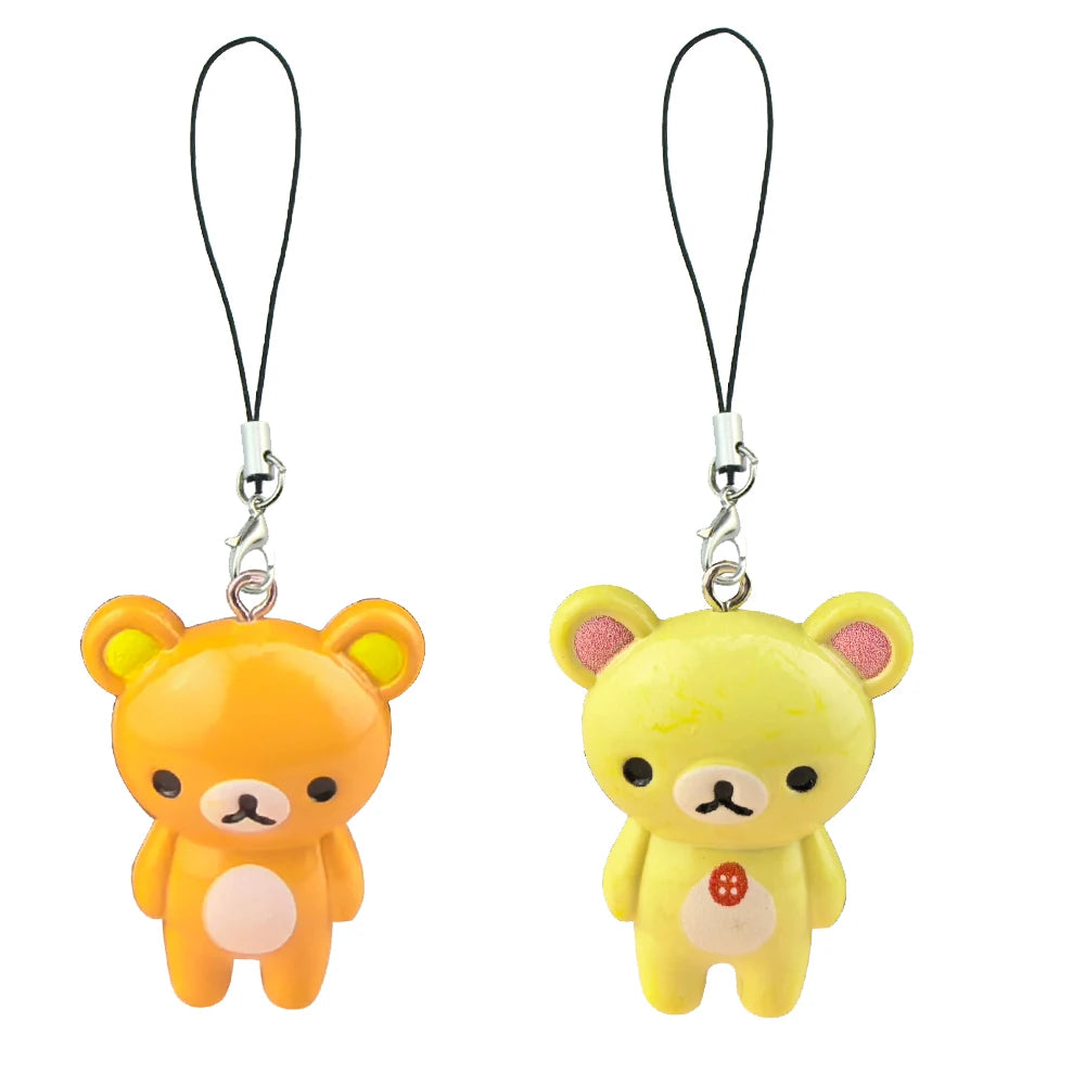 Kawaii Rilakkuma Easy Bear Phone Rope Chain Keyrings Lazybear Doll Keychains Bag Key Pendants Gift