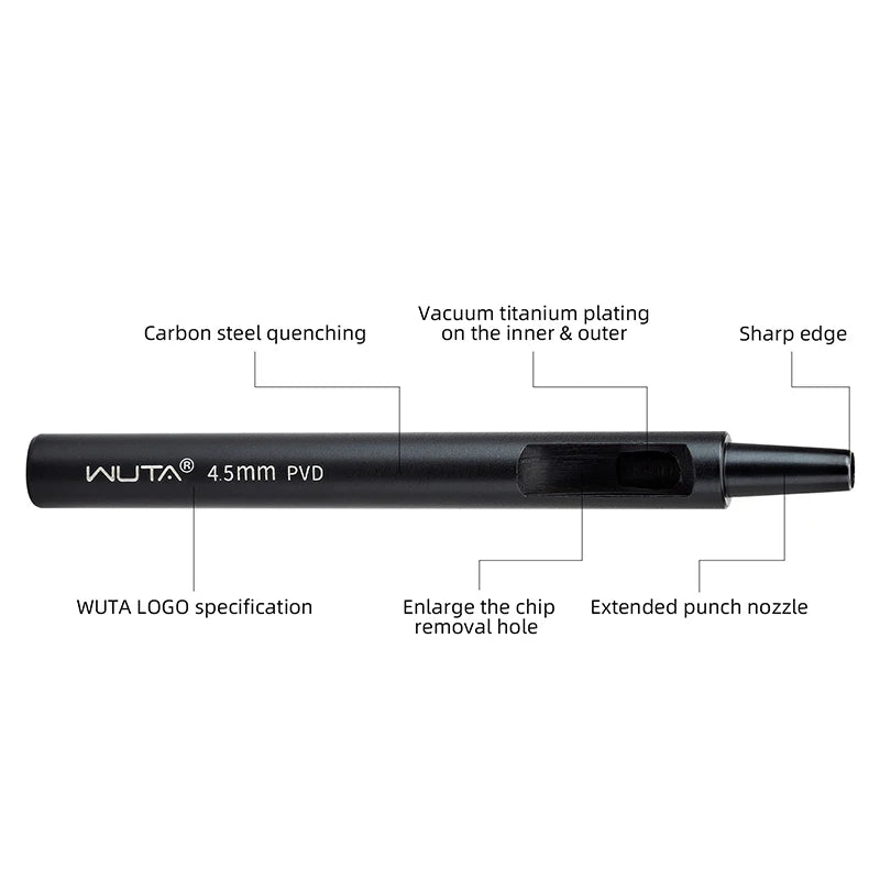 WUTA 1PC Leather Punching Tool Round Hole Hollow Puncher Black Titanium Plated Anti-rust DIY Craft Tool for Belt,Watch Band