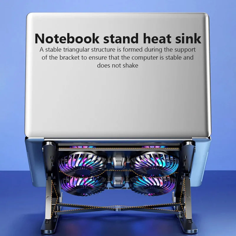 2025 Best-Selling Laptop Base Stand Cooler Portable Foldable Notebook Stand with 4 Cooling Fan for 11-17.3 Devices Anti-slip