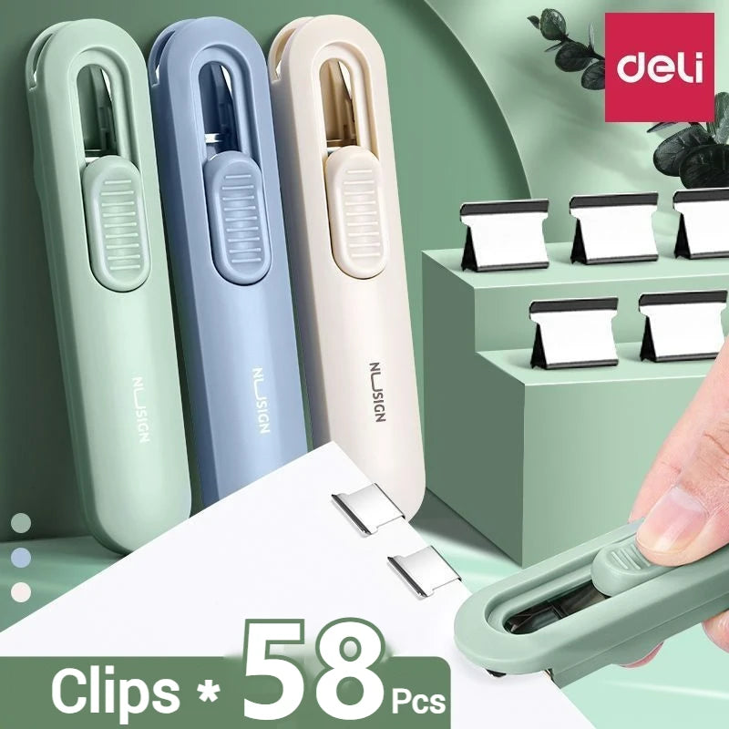 Mini Traceless Reusable Hand Clamp Push Stapler Paper Book File Office School Student Binder Binding Tools Supplies
