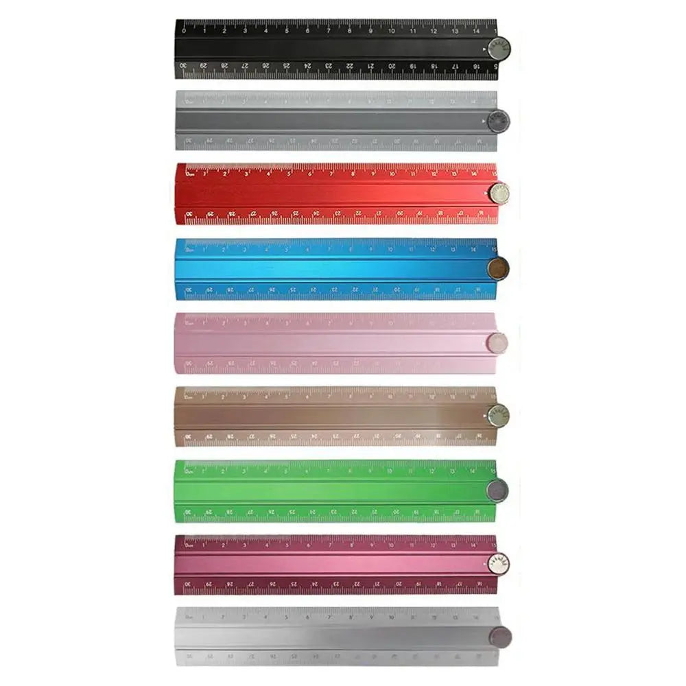 High Quality 30cm Folding Ruler Aluminum Alloy Multifunctional Stationery Ruler Drawing Measuirng Tool Metal Ruler Students