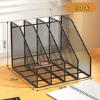 3 or 4 Slot Desktop File Organizer Metal Mesh Magazine Book Document Holder Black White for Office School Home Students Teachers