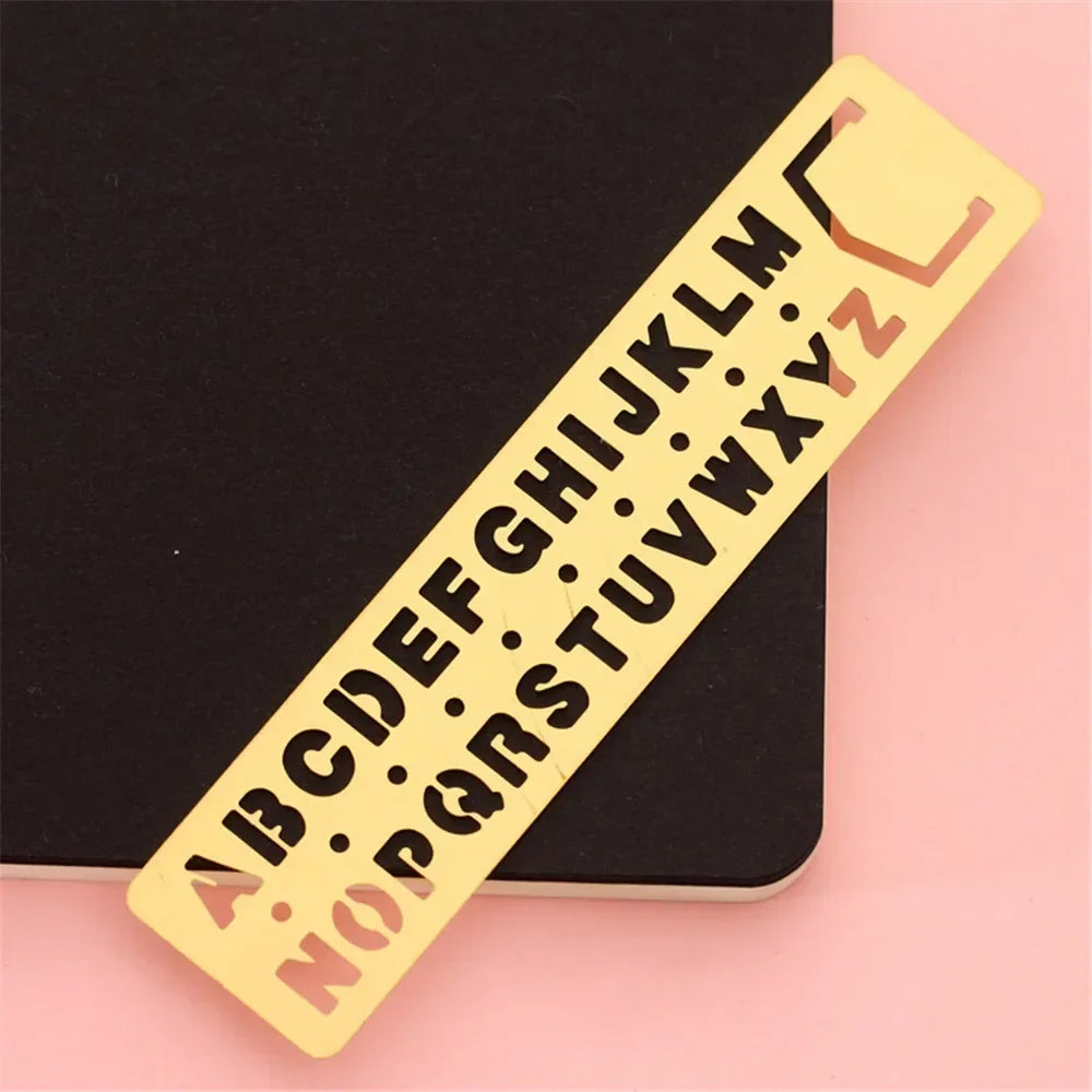 Metal Craft Stencils Hollow Out Straight Ruler Number Letter Pattern Bookmark Cute Stationery Painting Drawing Measuring Tool JL