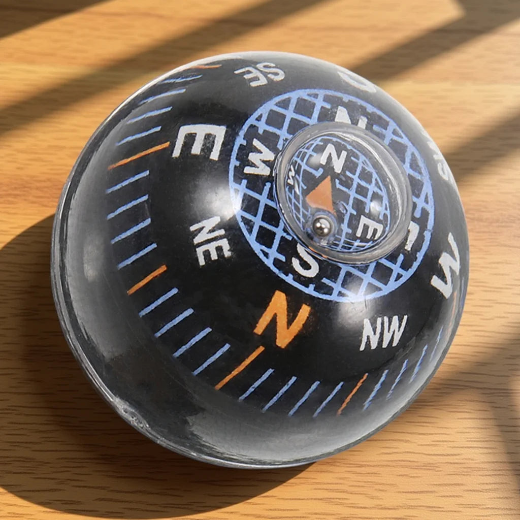 Mini Spherical Compass Black Dashboard Ball Compass for Cars Motorcycles Boats Accurate Navigation Tool for Outdoor Adventures
