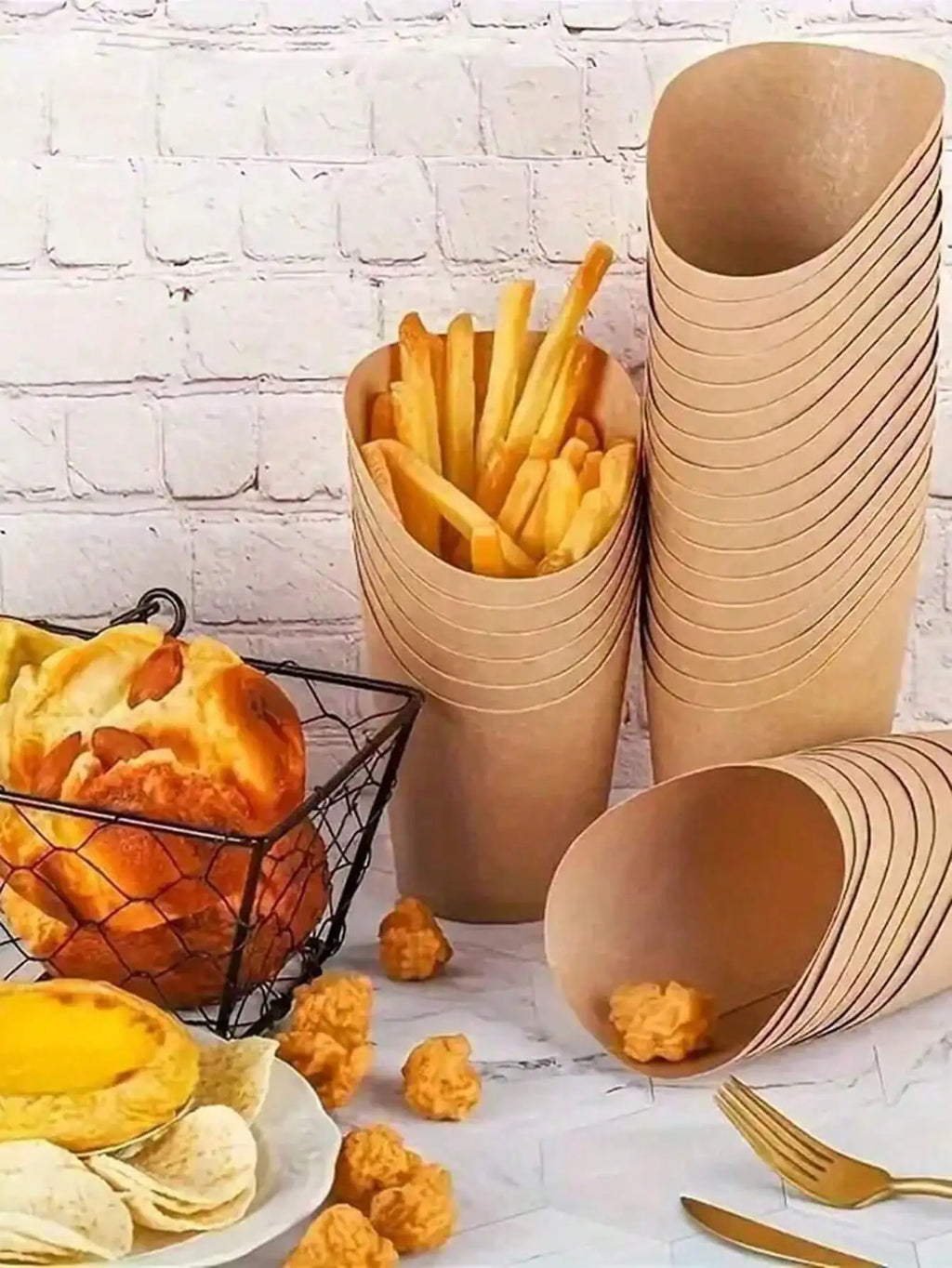 50-200PC Kraft Paper French Fries Cup Disposable Fry Charcuterie Cups For Party Celebrations Various Snacks Cupcake Paper Cups