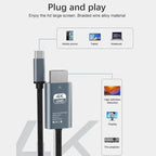 Aluminum Shell USB C to 4K@30Hz HDMI-compatible Display Adapter Cable Compatible with Thunderbolt5/4/3 Laptops i/phone16/15