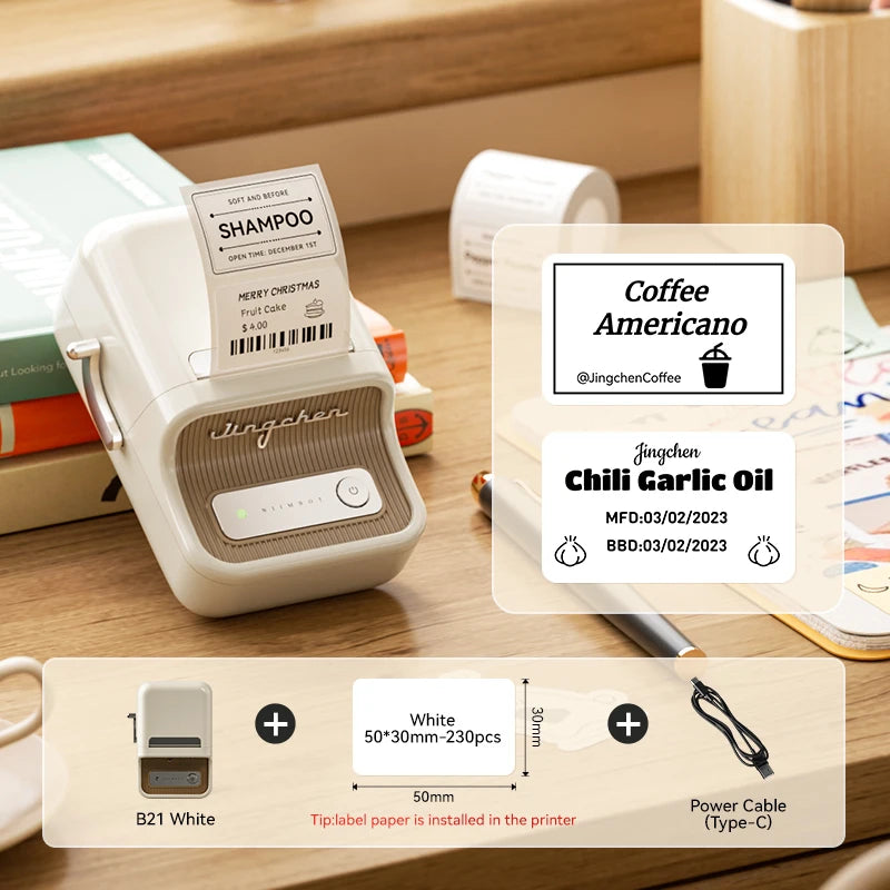 NiiMbot B21 Mini Thermal Printer Wireless Barcode Label Maker Bluetooth Portable Adhesive Label Printers for Office Commercial