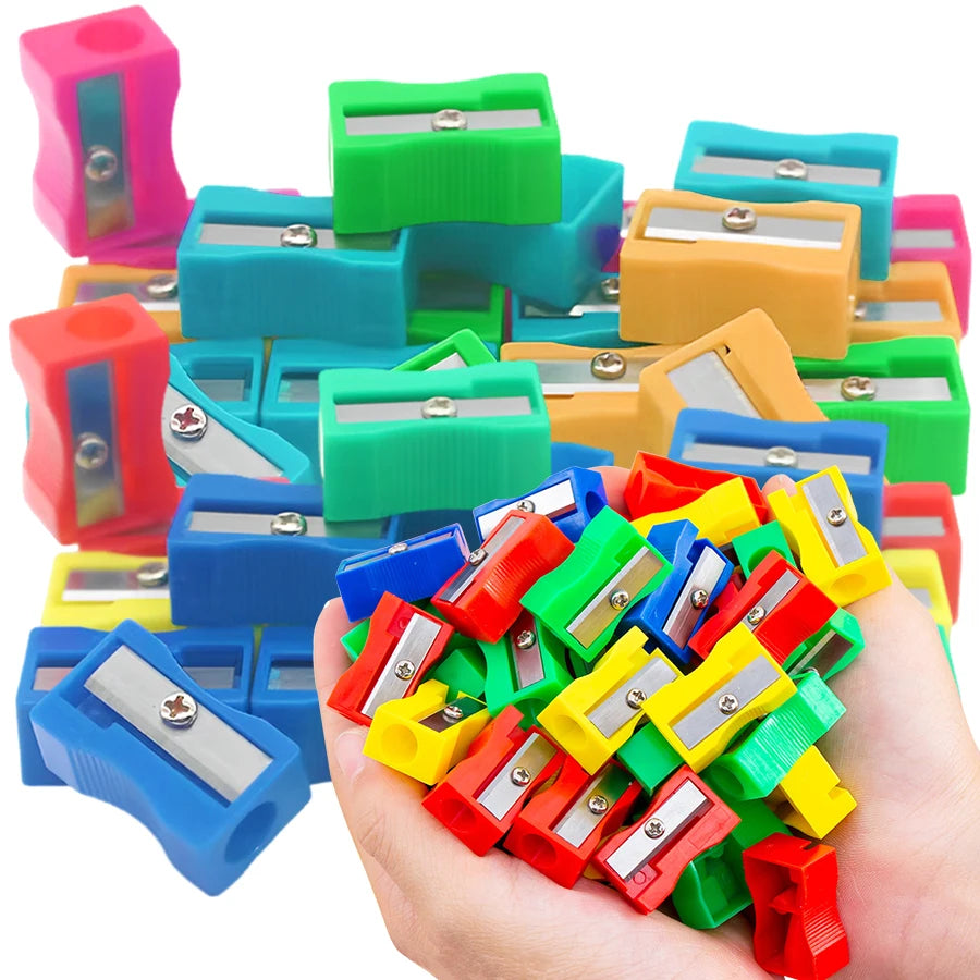 40-120pcs 2.5cm Mini Color Pencil Sharpener Curved Anti-slip Design Plastic Square Pencil Sharpener School Reward Stationery