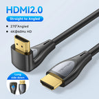 Vention 90° Angled HDMI 2.0 Cable 4K60Hz Ultra HD High-Speed Cord for Xiaomi TV Monitor Laptop PS5 Xbox PC HDR Video HDMI Cable