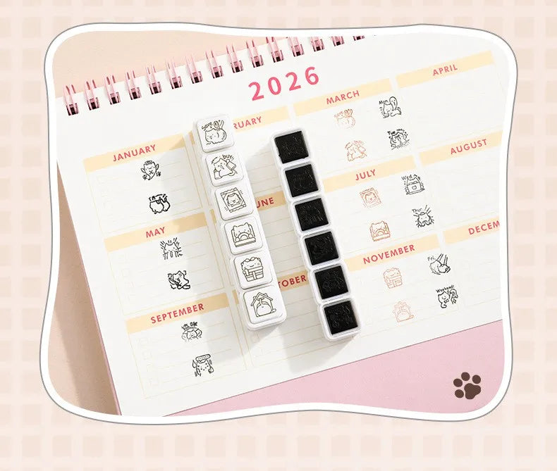 Cute Cat Emoji Stamp Daily Life Work Good Mood Series Cartoon Mini Pattern Stamps for Journaling Planner Diy Scrapbooking Decor