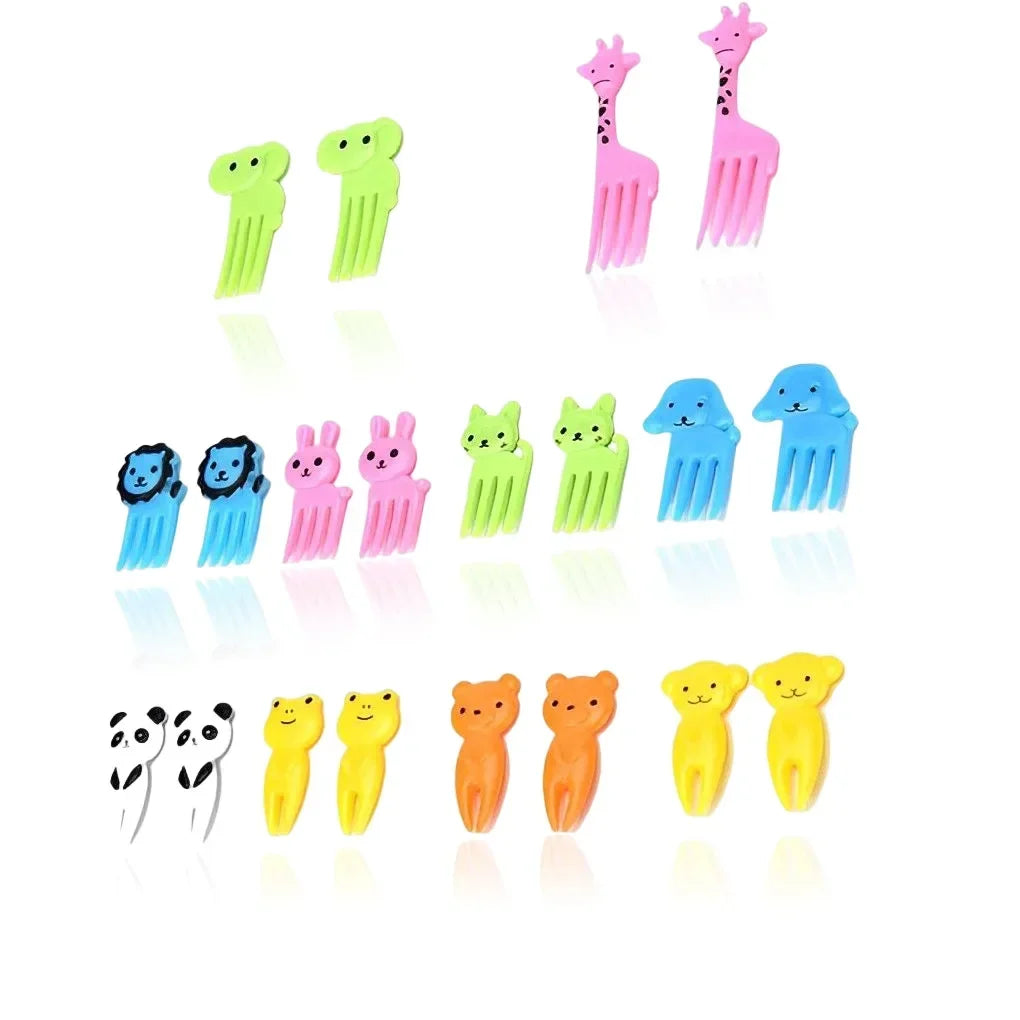 10pcs Animal Farm Fruit Fork Mini Cartoon Children Snack Cake Dessert Food Pick Toothpick Bento Lunches Party Christmas gift