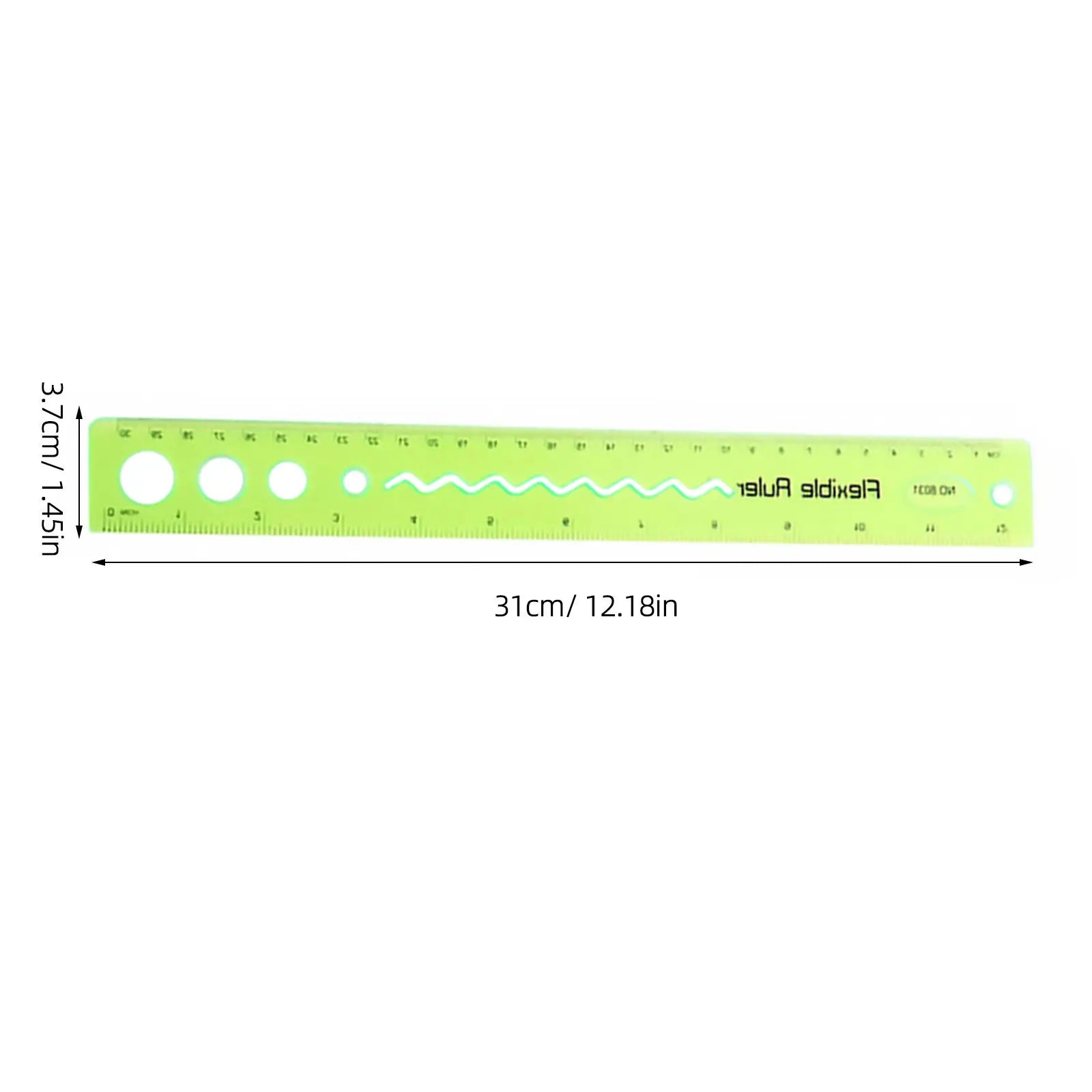 4Pcs Flexible Ruler Set High-Density Clear Plastic Bendable Measuring Tool for Drawing Straight Wavy Circular Lines Students
