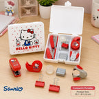 Genuine Hello Kitty Sanrio Desktop Stationery Kit Mini Stapler Tape Clips Staples Storage Box Study Office Supplies Gifts