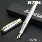 STONEGO 0.38mm Extra Fine Nib Fountain Pen, Black Metal Calligraphy Writing Gift Pen
