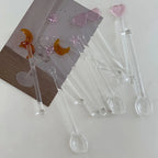 Glass Stirring Rod Moon Star Shape Stir Bar Coffee Cocktail Mixing Sticks Home Party Transparent Aesthetic Cocktail Muddler