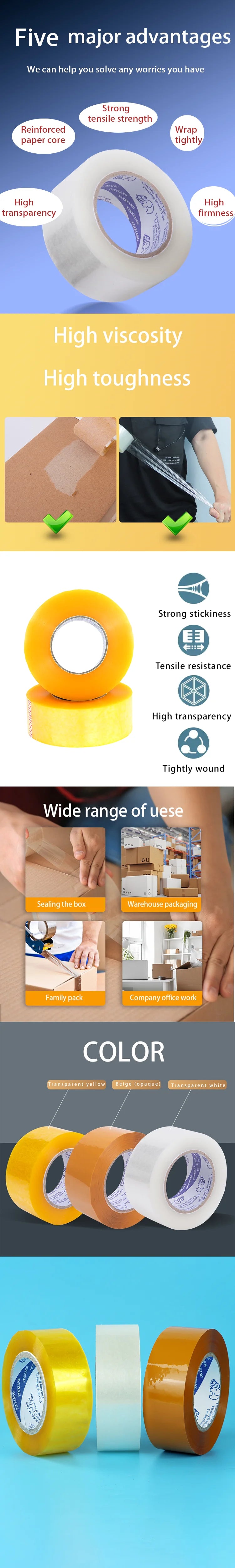 Oversized Roll Sealing Box Tape, Special Tape for Packing and Sealing Boxes, High Viscosity and High Toughness, Household Tape