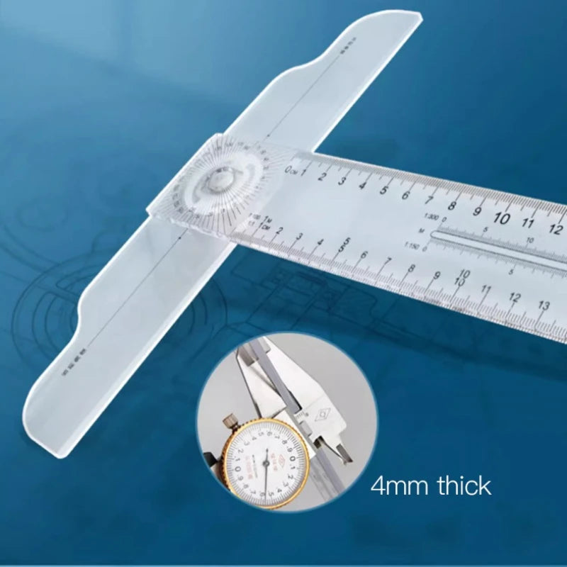 Dual-Sided T Square Ruler Clear Transparent Measurements Straight Ruler 60cm Durable Marking Ruler Tool for Drafting Woodworking