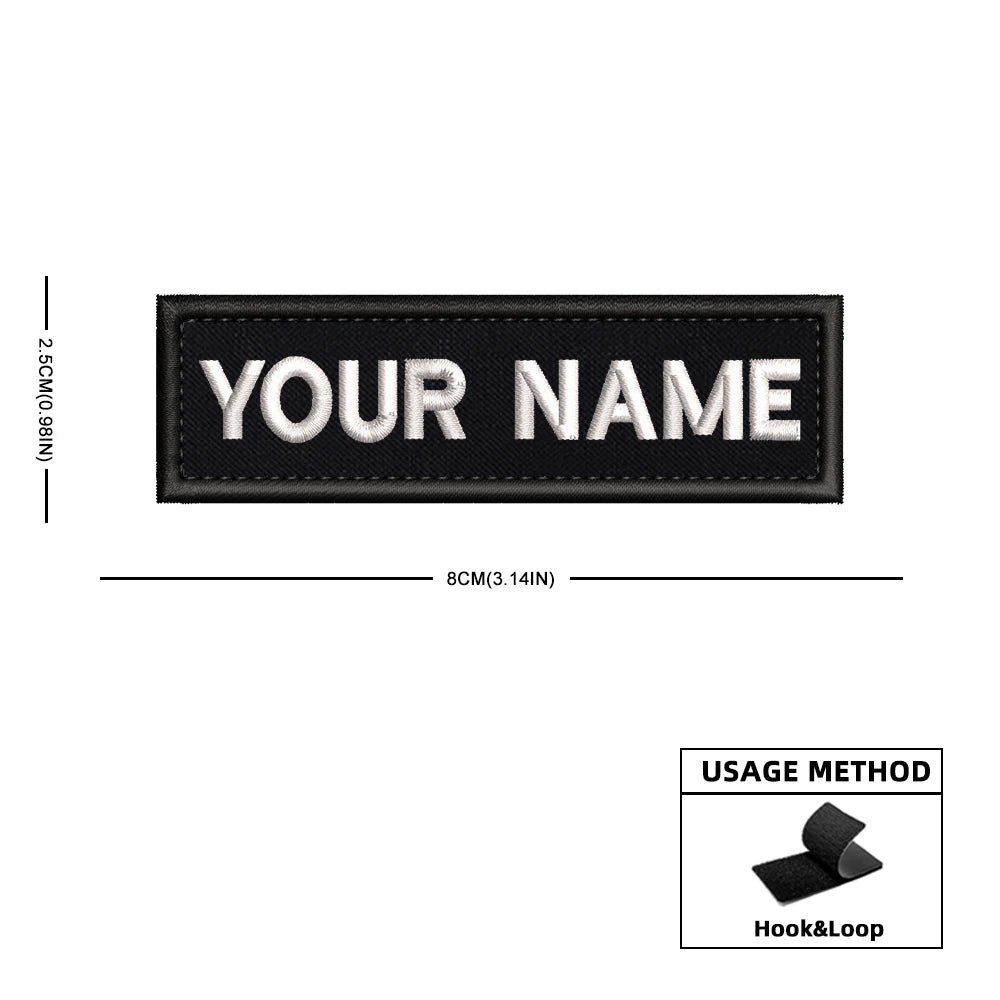 Rectangular Personalized Name Patch Stripes Badge tags Different Sizes Iron On Or Hook Loop Embroidered Military Name Patches
