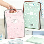 PP Accordion File Organizer Vertical Multi-Compartment Structure Expanding File Folder Portable Carry Handle Cute Pattern