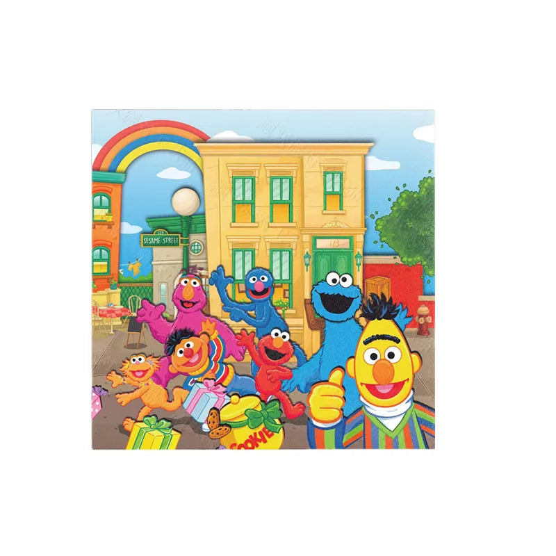 Cartoon Sesames Streets Birthday Party Supplies Kids Disposable Tableware Cup Plate Napkin Tablecloth Balloon Banner Decoration