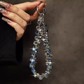 Colorful Mobile Phone Lanyard Chain Stylish Glitter Crystal Bead Pendant Keychain Jewelry Bag Accessories Sparkle Key Chains