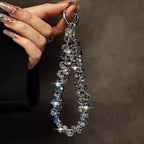 Colorful Mobile Phone Lanyard Chain Stylish Glitter Crystal Bead Pendant Keychain Jewelry Bag Accessories Sparkle Key Chains