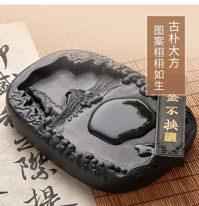 Chengni Inkstone Natural Original Stone Multi Functional Four Famous Students Table Grinding Ink Calligraphy Supplies Plate