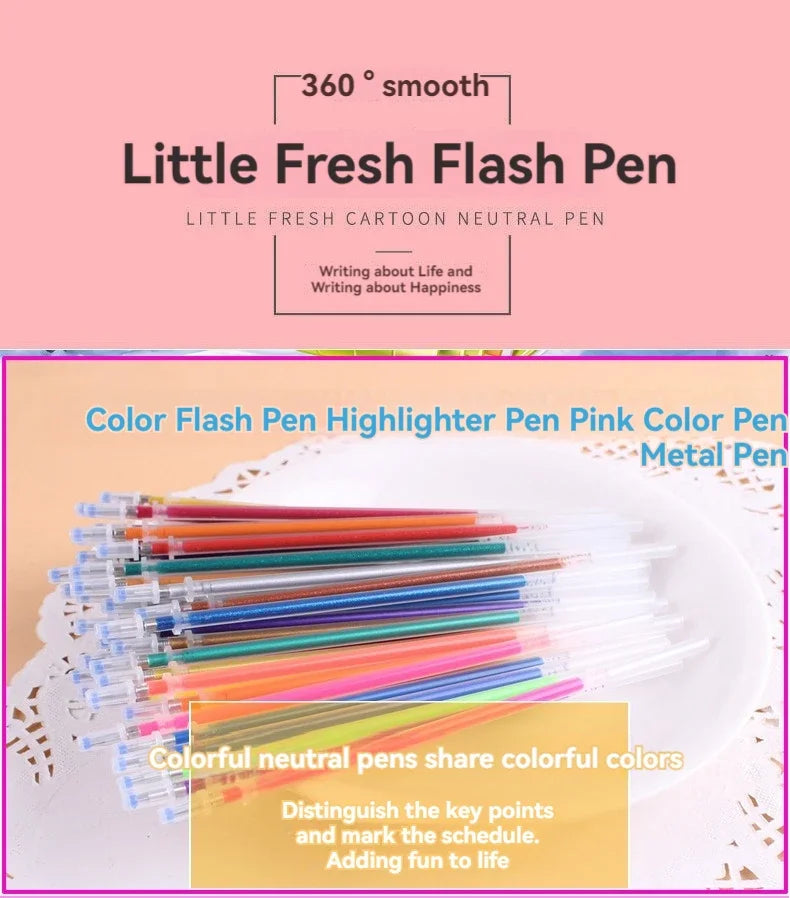 12-100pcs Glitter Pen Refills Set Flash Multicolor Gel Pen Refill Core DIY Art Writing Painting Graffiti Pen Refills Supplies