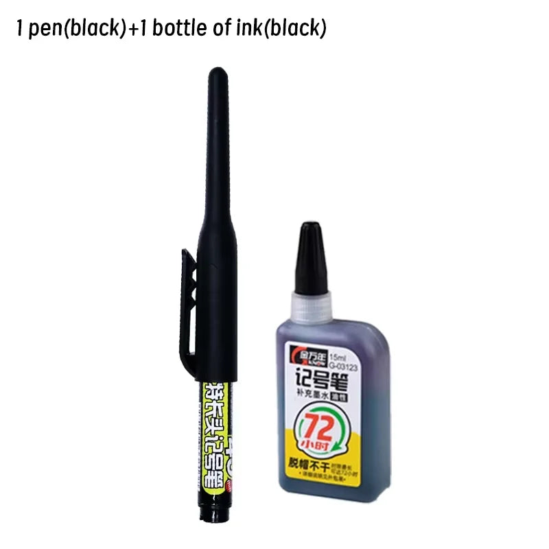 Lot 45mm Waterproof Long Head Nib Deep Hole Markers Pen Tile Carpenter Pen Multi-purpose for Woodworking Black/Blue/Red Ink