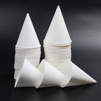 200Pcs 3.7Oz/4.5Oz White Paper Cone Cups Coated 200 Count Snow Cone Cups Heat-resistant Multi-functional Cone Party Tableware