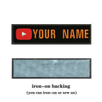 YouTube Logo 10X2.5cm Embroidery Custom Name Text Patch Stripes Badge Iron On Or  Patches